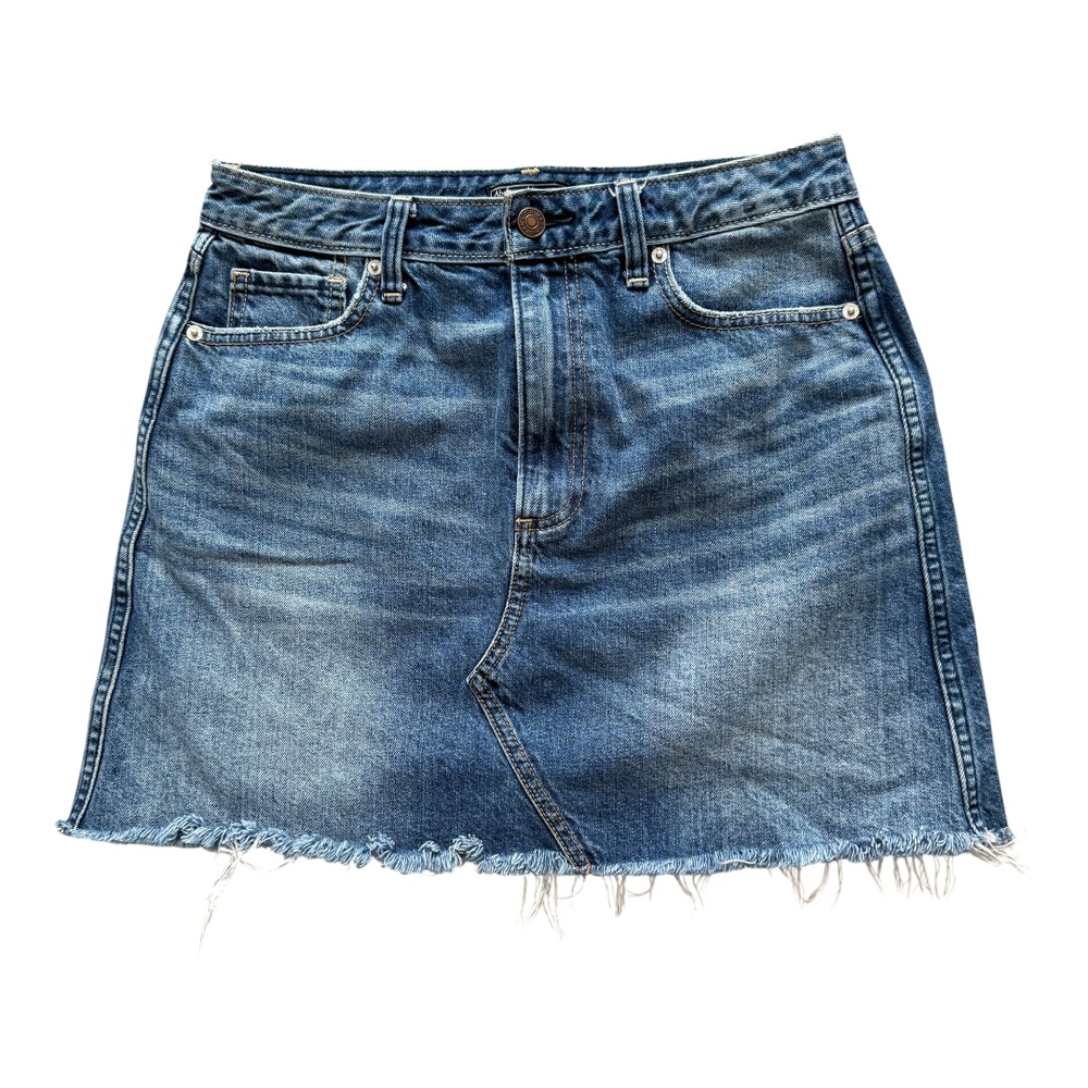 Abercrombie & Fitch Blue Frayed Hem 5 Pocket Cut Off Denim Skirt Womens 28